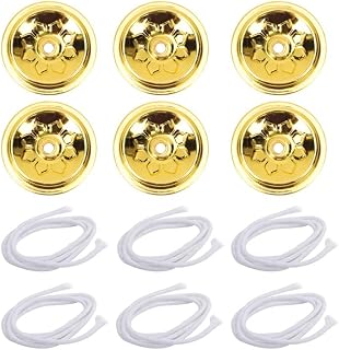 Oil Lamp Wick Set: Alloy Core for Burn, for Buddhist Worship, Meditation, & Holiday Decor – Easy to Use with Oil Lamps, Butter Tealights, and Prayer(6 Floating Discs + 6 Wicks)