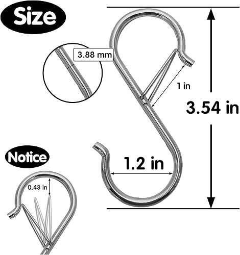Miniatura 2 de Ganchos en S para colgar, resistentes con diseño de hebilla de seguridad, ganchos en forma de S para utensilios de cocina, sartenes, barra de