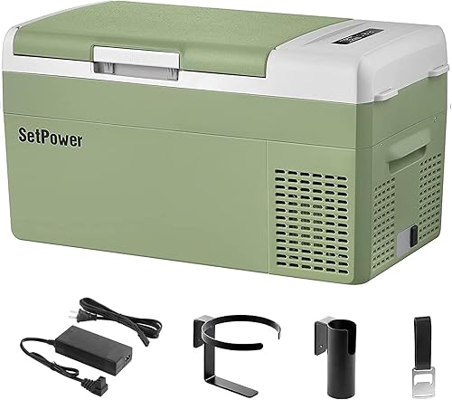 Setpower Refrigerador portátil FC20 con adaptador de CA, refrigerador de automóvil de enfriamiento rápido -4-68, refrigerador de automóvil de