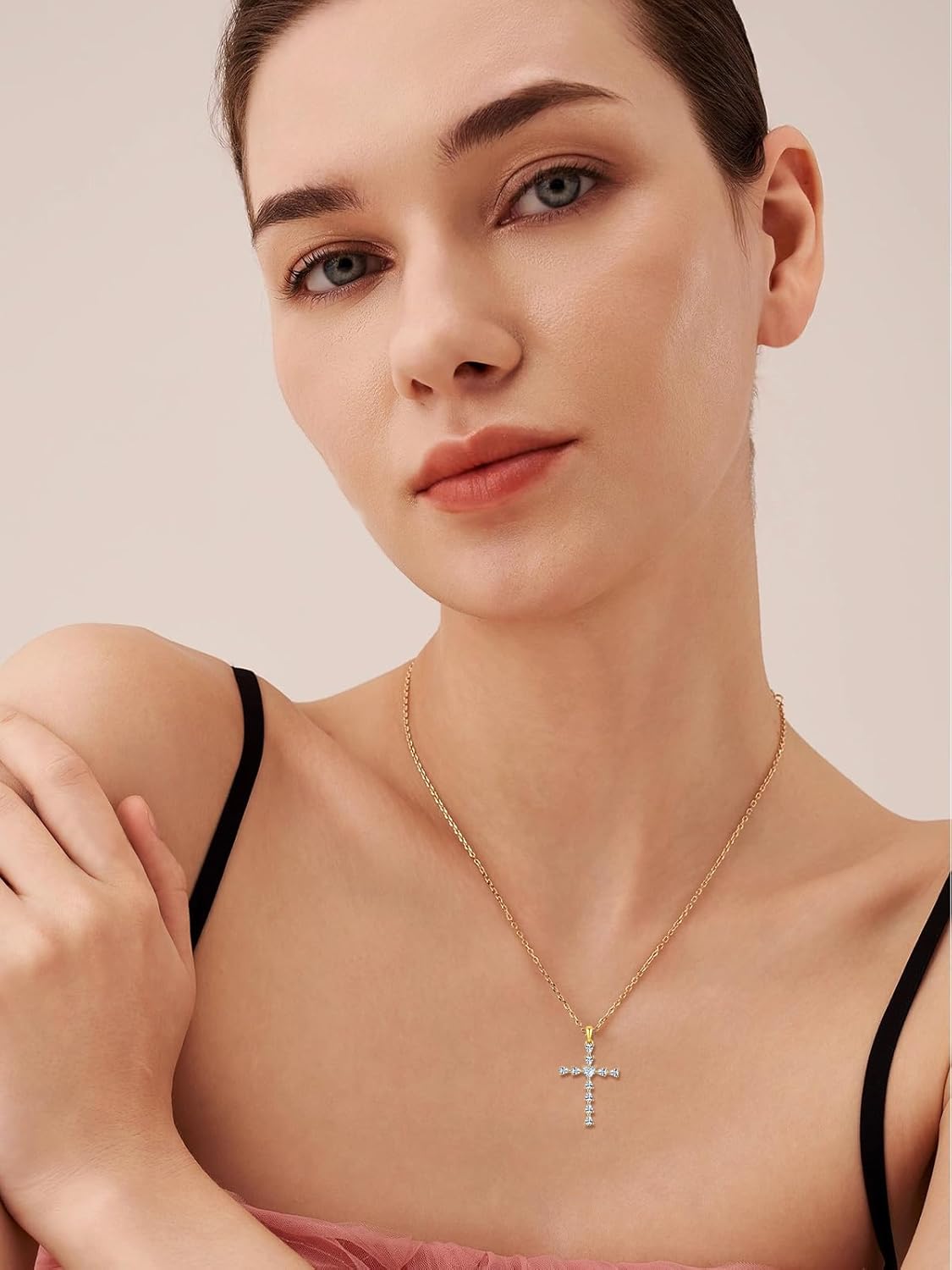 KQ&TTENG 14K Gold Plated Cross Necklace for Women Cross Pendant Necklace Faith Jewelry Gifts for Wife Her - Image 5