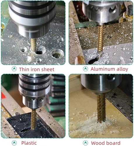 Miniatura 5 de Juego de brocas y sierra de titanio HSS de 0.118-0.315 in para cortar carpintero, madera, metal, 6 piezas