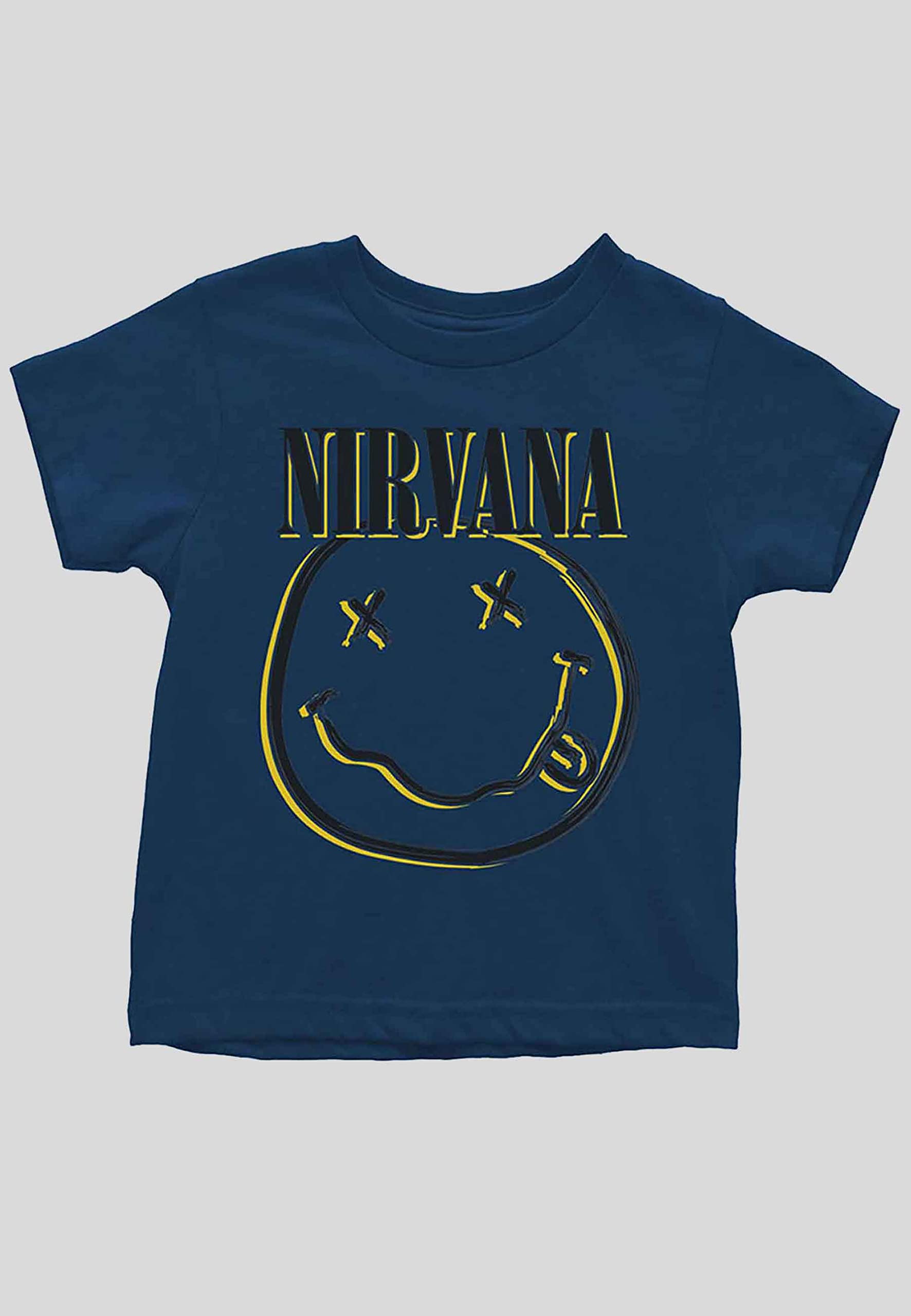 Nirvana T Shirt Toddler Inverse Smile Nuovo Ufficiale Navy Blu 12 Months To 5