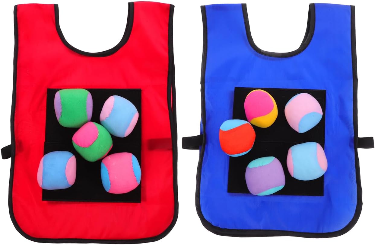 Ipetboom Dodgeball Game for Kids, 2-Player Toy Set 2 Vests, 10 Dodgeballs Fun Game for Indoor and Outside for Boys and Girls