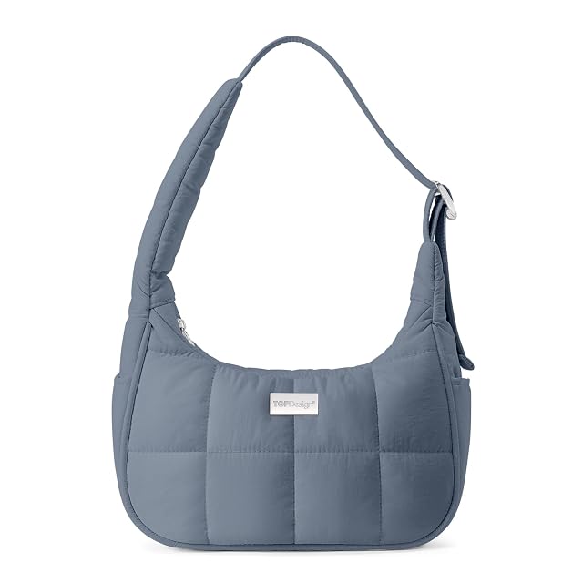TOPDesign Puffer Shoulder Bag for Women Ultra Lightweight Hobo Tote Handbag Mini Clutch Purse with Zipper Adjustable Strap