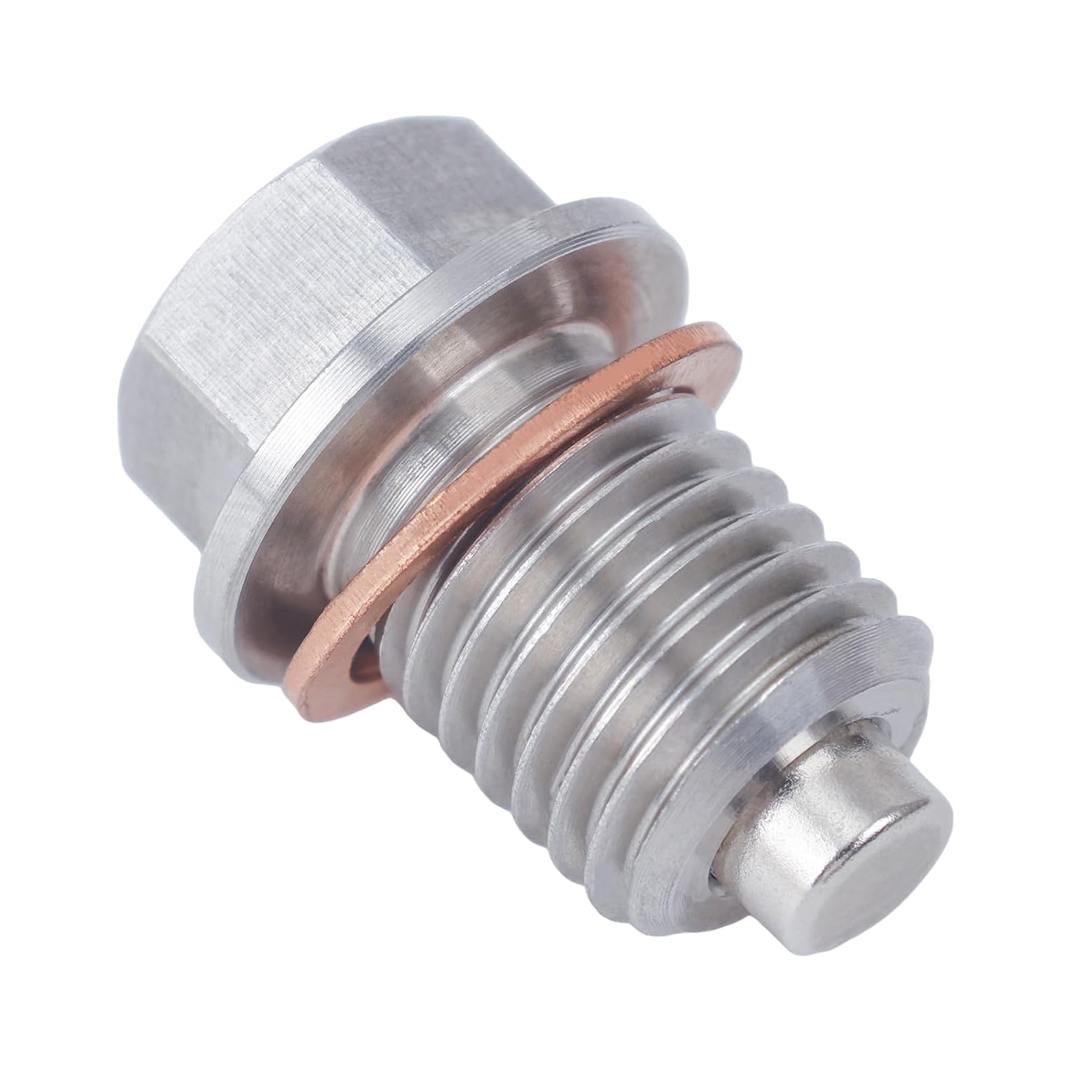 Larcele Magnetic Oil Pan Drain Bolt Stainless Steel Screws Automotive Transmission Drain Bolt(Automotive Transmission Oil Drain Bolt-QC/LS-01-Silver-M14*1.5-Sold Individually)
