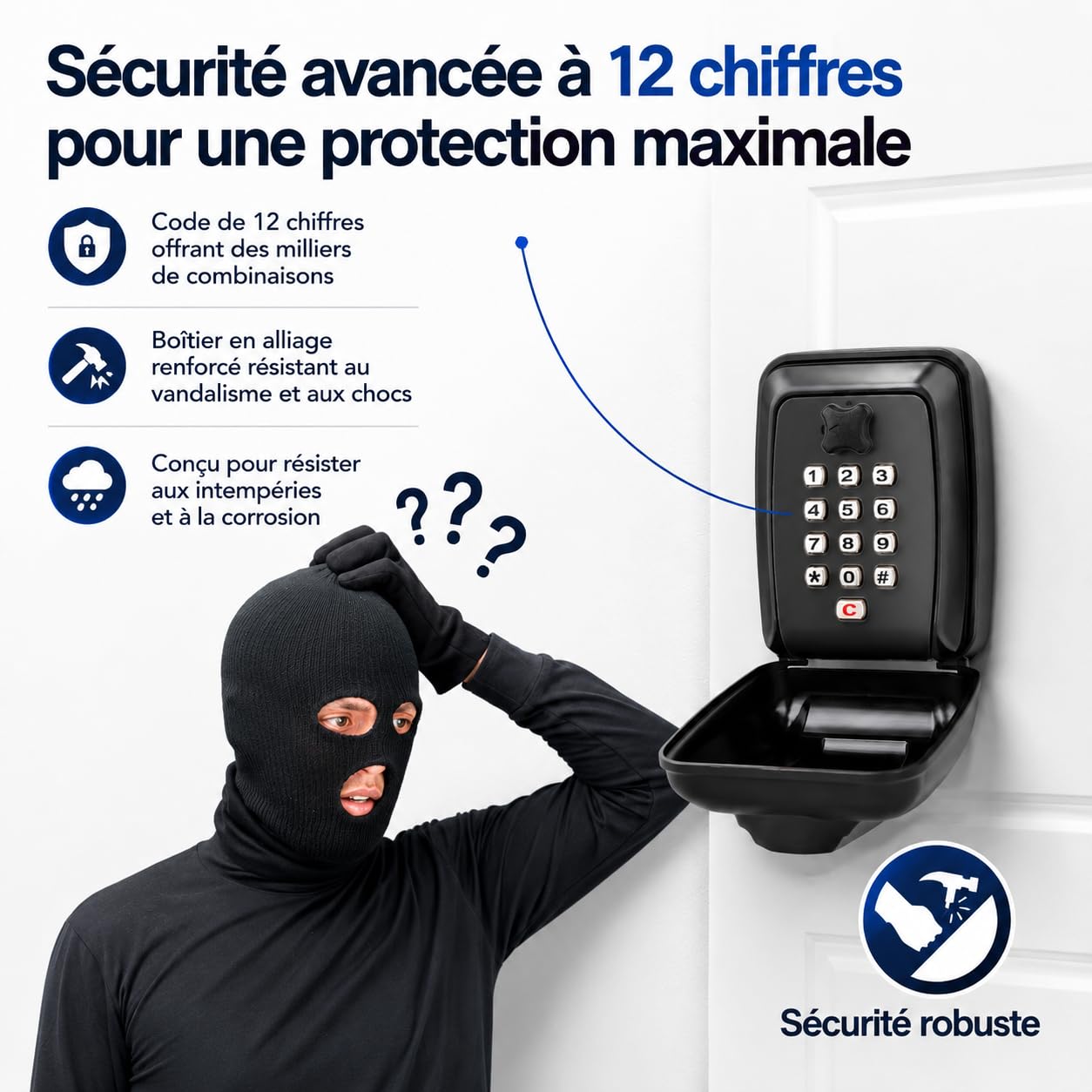 LDS® Boite à Clefs Sécurisée Extérieure – Approuvée par la Police – Coffre à Clés Étanche avec Code Réinitialisable à 12 Chiffres – Grand Rangement pour Clés de Rechange – Idéale pour Maison, V3