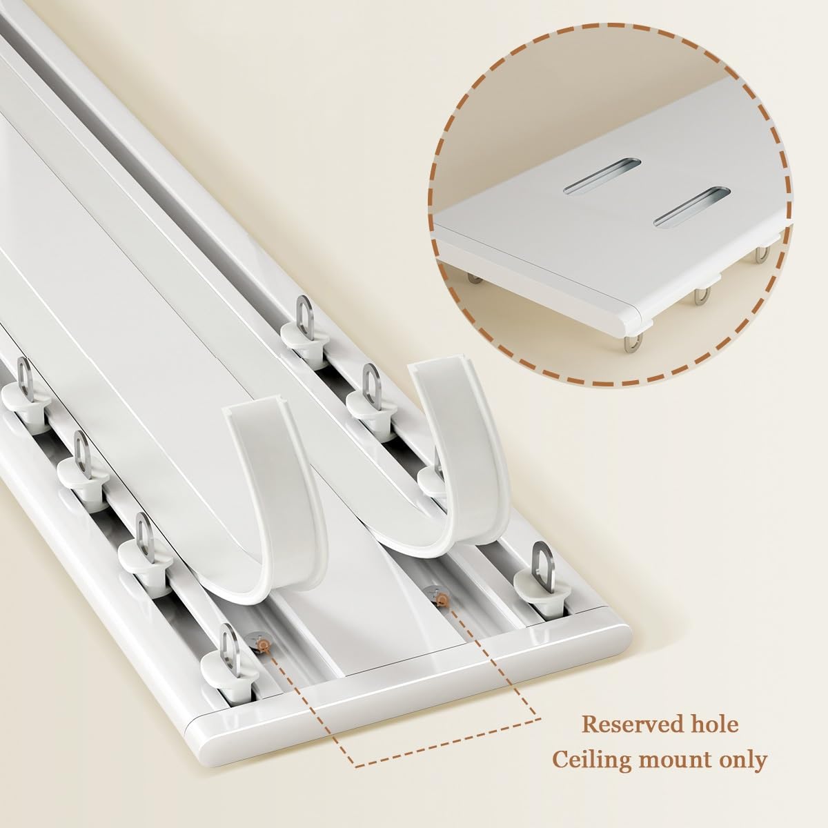 Barre de douche incurvée à double rail ultra fine pour séparateur de pièce – Blanc 900 cm (6 x 150 cm) – Parfait pour salles de bains et espaces