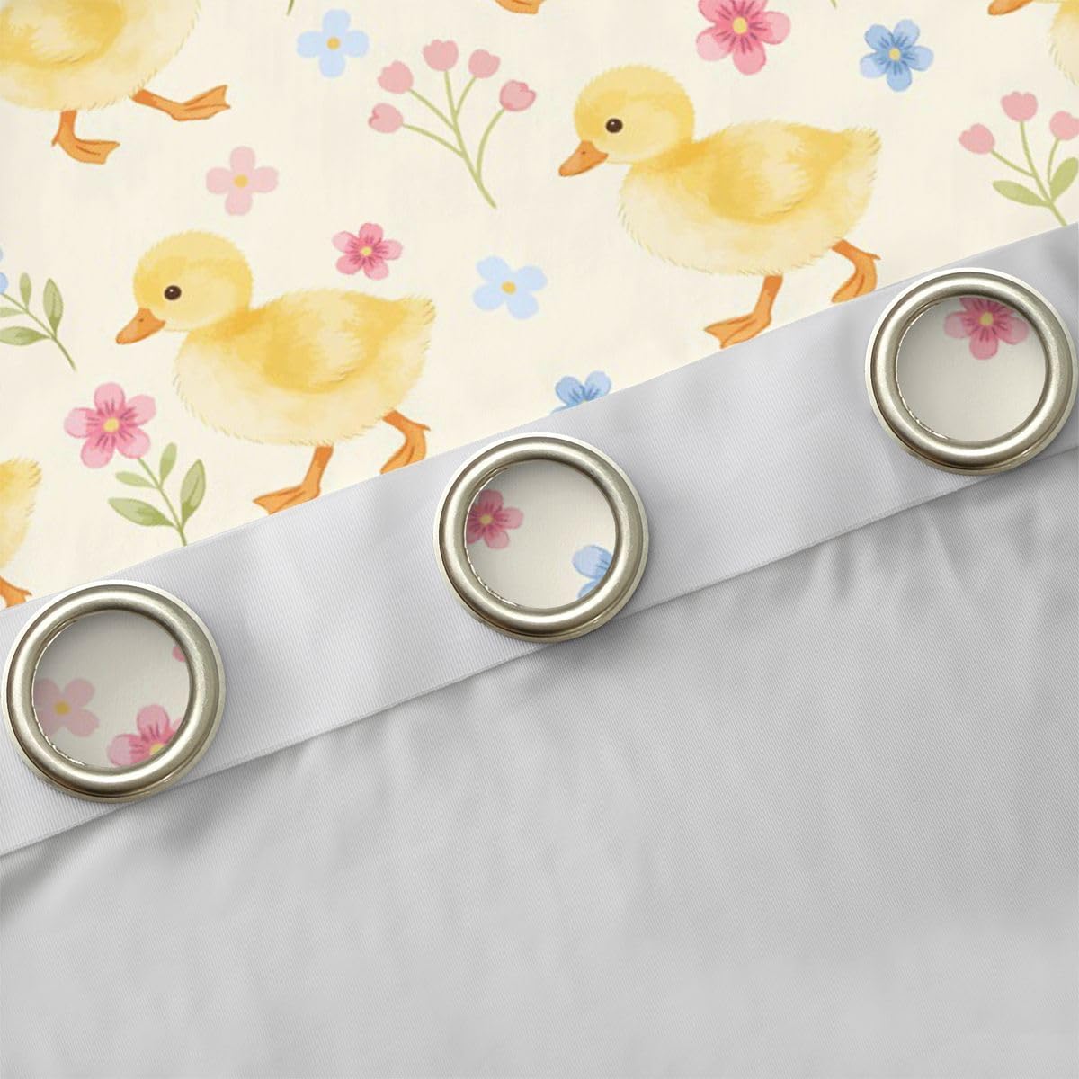 Castle Fairy Yellow Ducks Blackout Curtains Cute Pink Blue Flower Window Drapes,Cartoon Animals Theme Window Treatments,Kids Boys Girls Room Decor,Grommet Top 2 Panel Set Curtains, 52Wx96L inch
