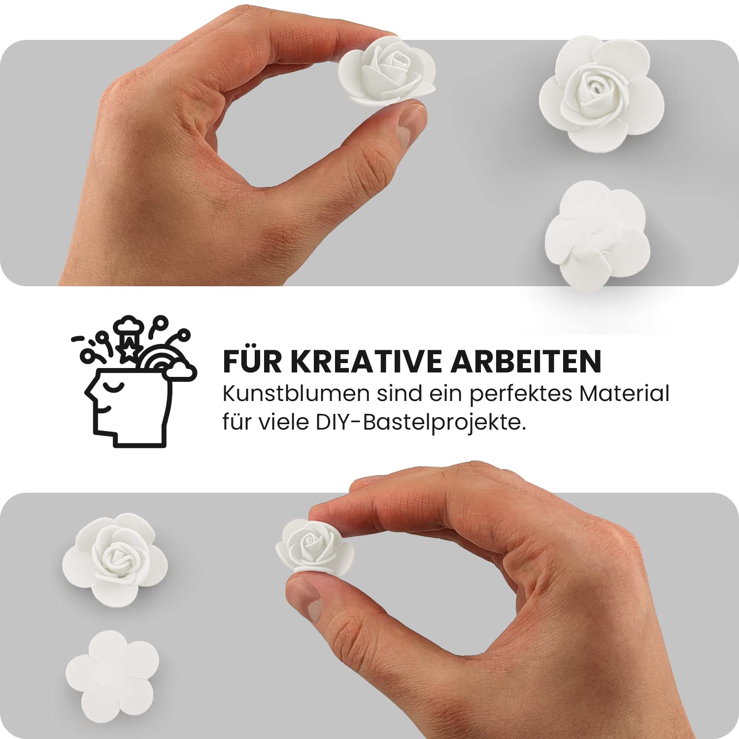 Netuno 22 Rose Artificiali In Schiuma Bianca - Fiori Finti Per Decorazioni Fai Da Te, Matrimonio, San Valentino, Comunione, Battesimo, Bouquet, Dimensioni 2,5 E 3,5 Cm
