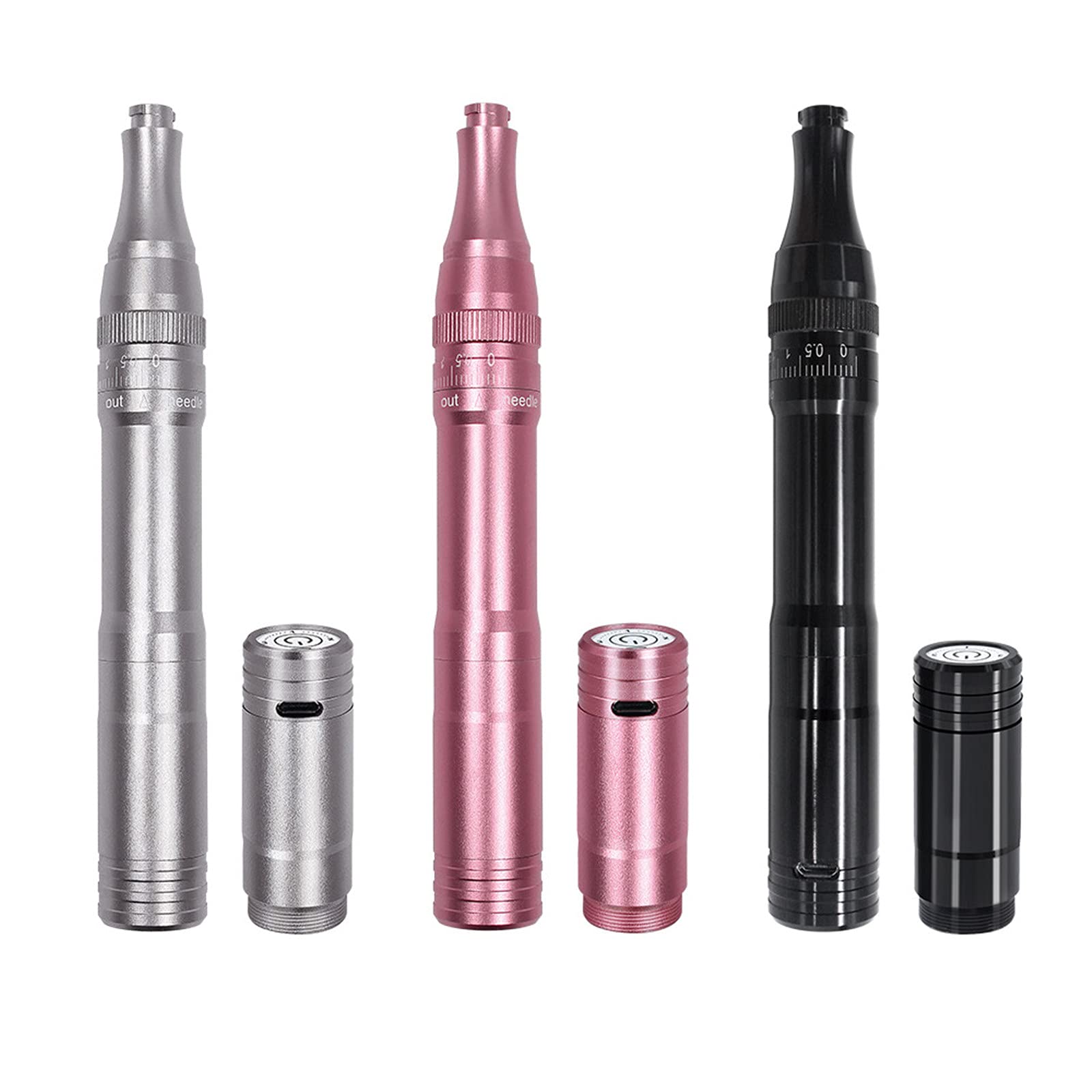 Kit per tatuaggio professionale ricaricabile per macchina per trucco permanente senza fili con 10 aghi per cartucce per tatuaggio 1P per sopracciglia/eyeliner/labbra (Rosa+10pezzi 1P Aghi)