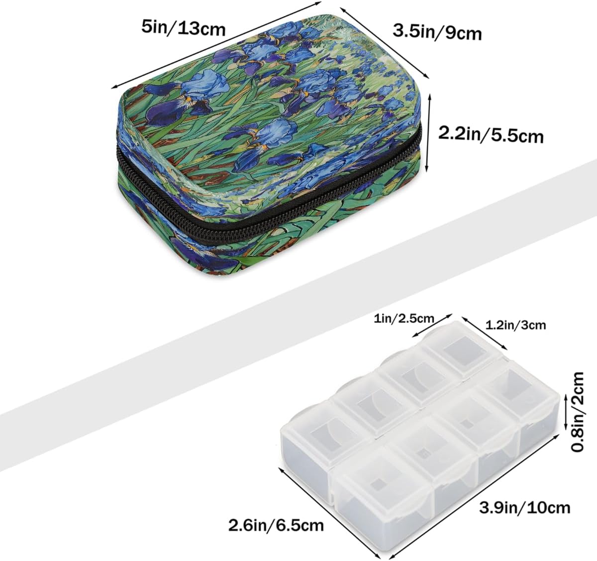 Plant Flower Pill Case Travel Pill Organizer with Zipper Medicine Box image 2