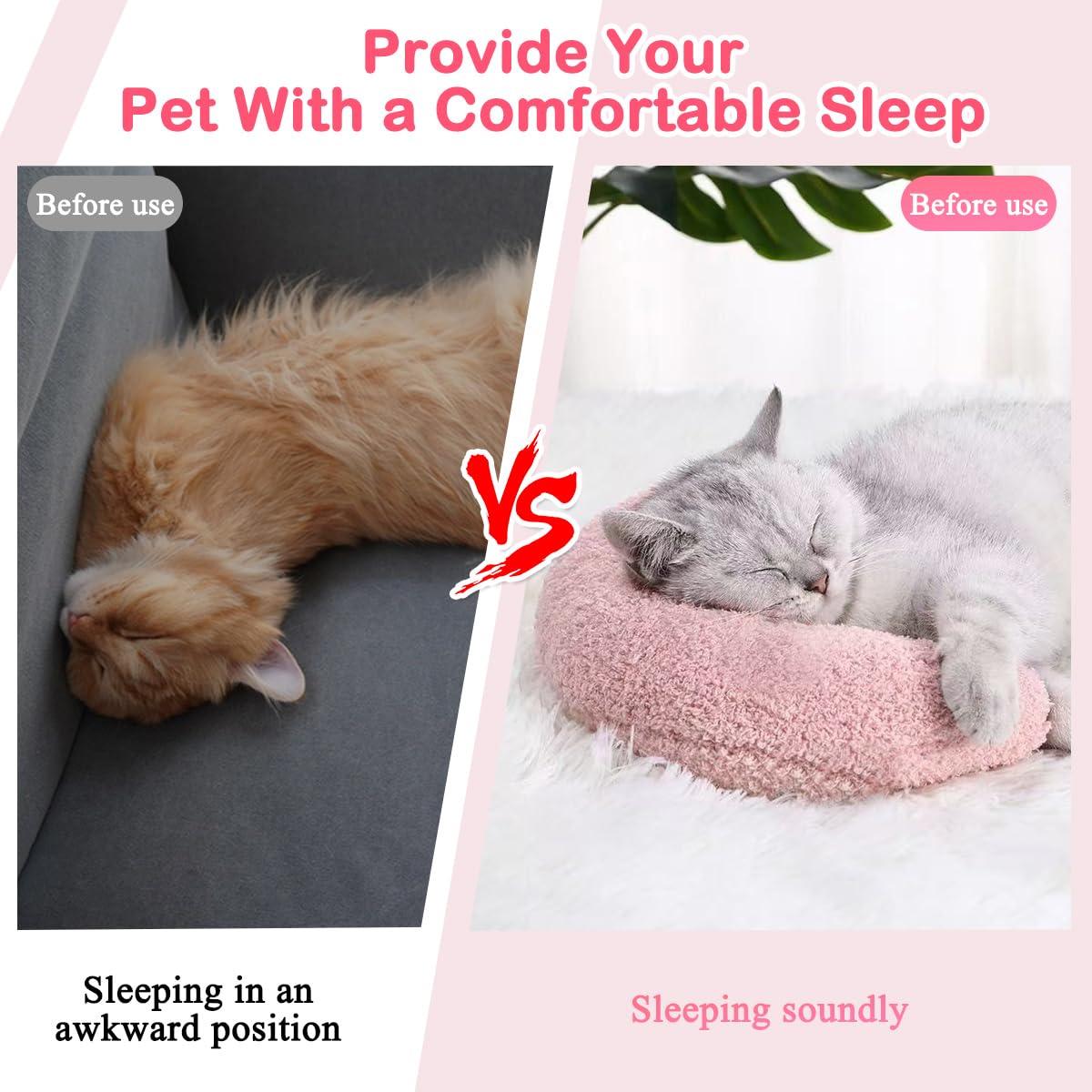 3 Pz Cuscino per Collo di Gatto,Cuscino a Forma di U per Gatti in Morbido e Confortevole,Cuscini Calmante per Animali per Dormire, Riposare, Giocare