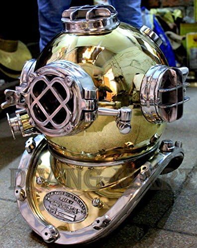 NAVY MODEL SOLID BRASS & ALUMINUM FITTING DIVING HELMET FULL SIZE GIFTS, A
