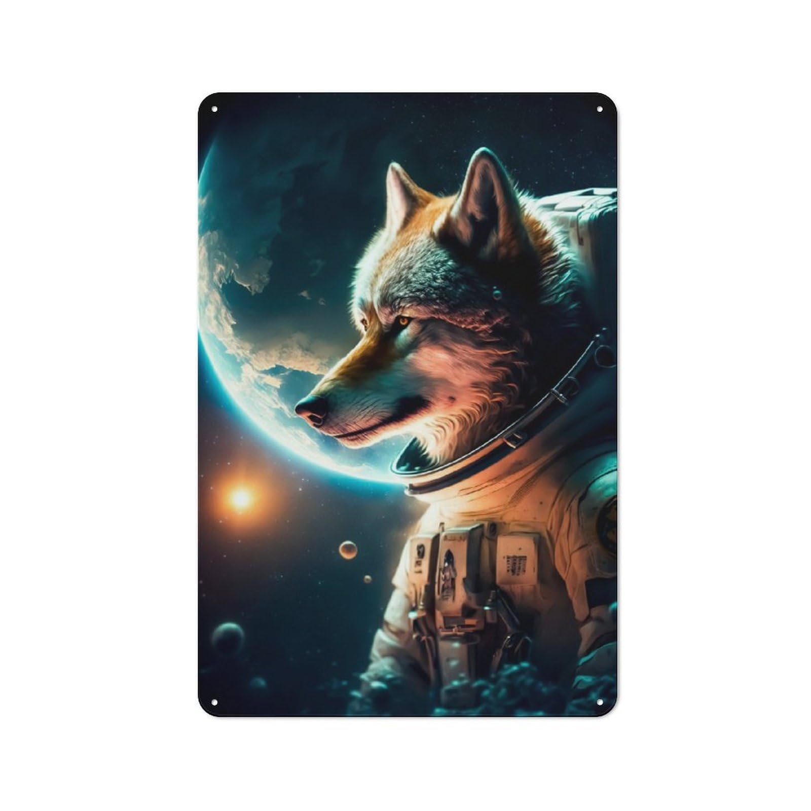 Wolf Classic Metal Wall Decor 30x20cm, Metal Wall Plaque for Office, Study, Studio Or Hallway