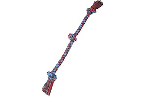 Mammoth Flossy Chews Assorted Color Rope, Premium Cotton-Poly 3 Knot Tug Dog Toy, X-Large