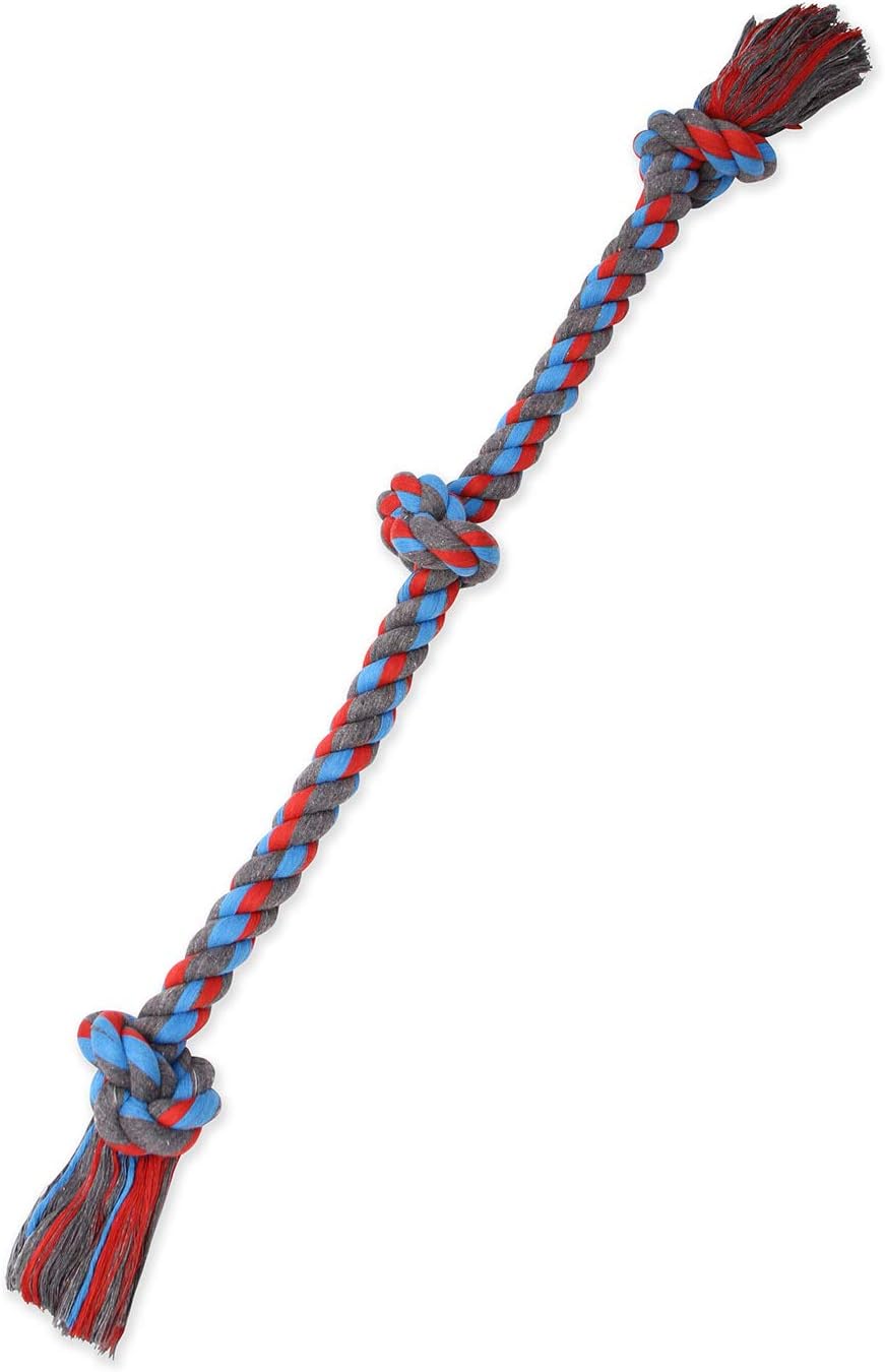 Flossy Chews Assorted Color Rope, Premium Cotton-Poly 3 Knot Tug Dog, X-Large