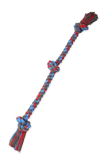 Flossy Chews Cottonblend Color 3-Knot Rope Tug, X-Large, 36-Inch