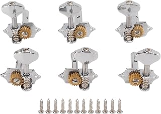 Guitar Tuning Pegs, 6Pcs Guitar String Tuning Peg Metal Open Tuner Key Machine Head Set Kit for Acoustic Electric (Sliver)
