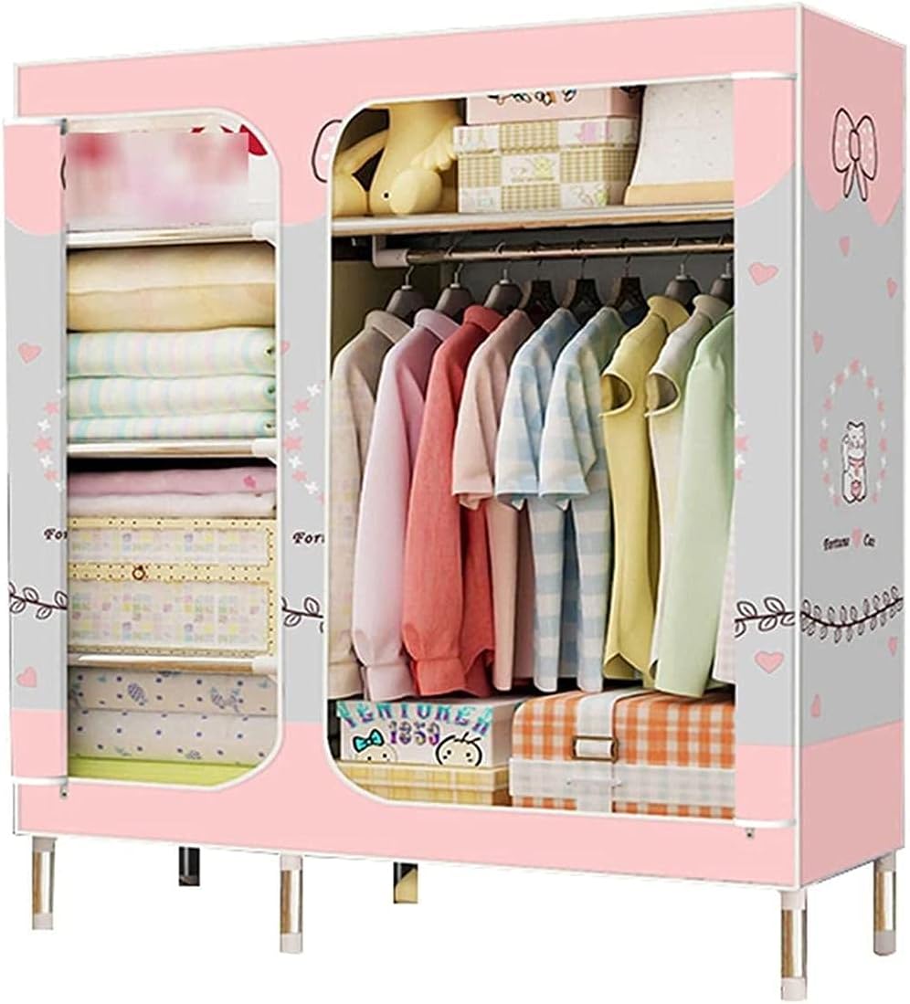Bedroom Wardrobe Portable Fabric Wardrobe Metal Bracket Partitioned Storage Closet Stable Open Wardrobe Clothes Rack (Color : B Size : 168 130 45CM) (C 168 * 130 * 45CM)