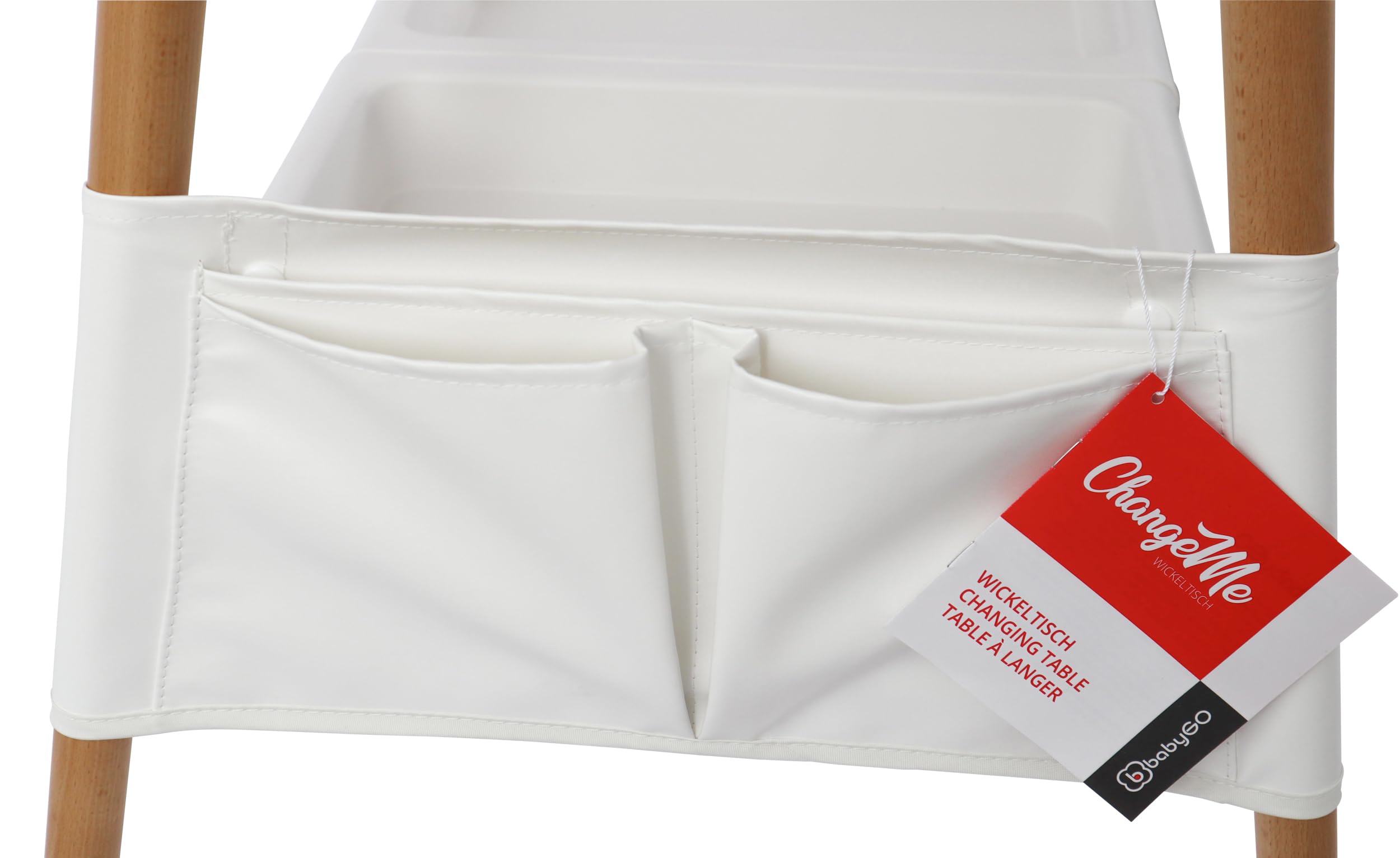 babyGO ChangMe Wickeltisch aus Buchenholz Weiß - Babyzimmer Ausstattung für Windelwechsel