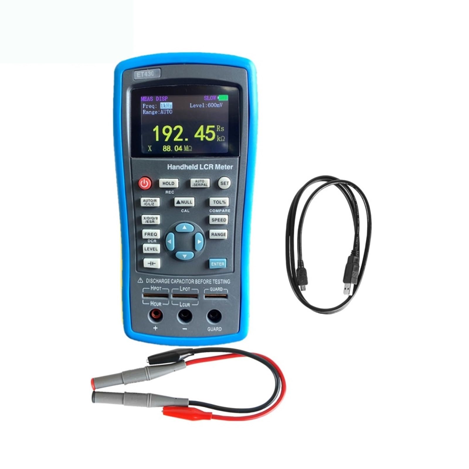 Multimetr LCR Cyfrowy miernik mostkowy ET430 ET432 USB Przenośny o wysokiej precyzji pojemnościowy indukcyjny pomiar rezystancji Wyświetlacz cyfrowy Dokładne czytanie(ET430)