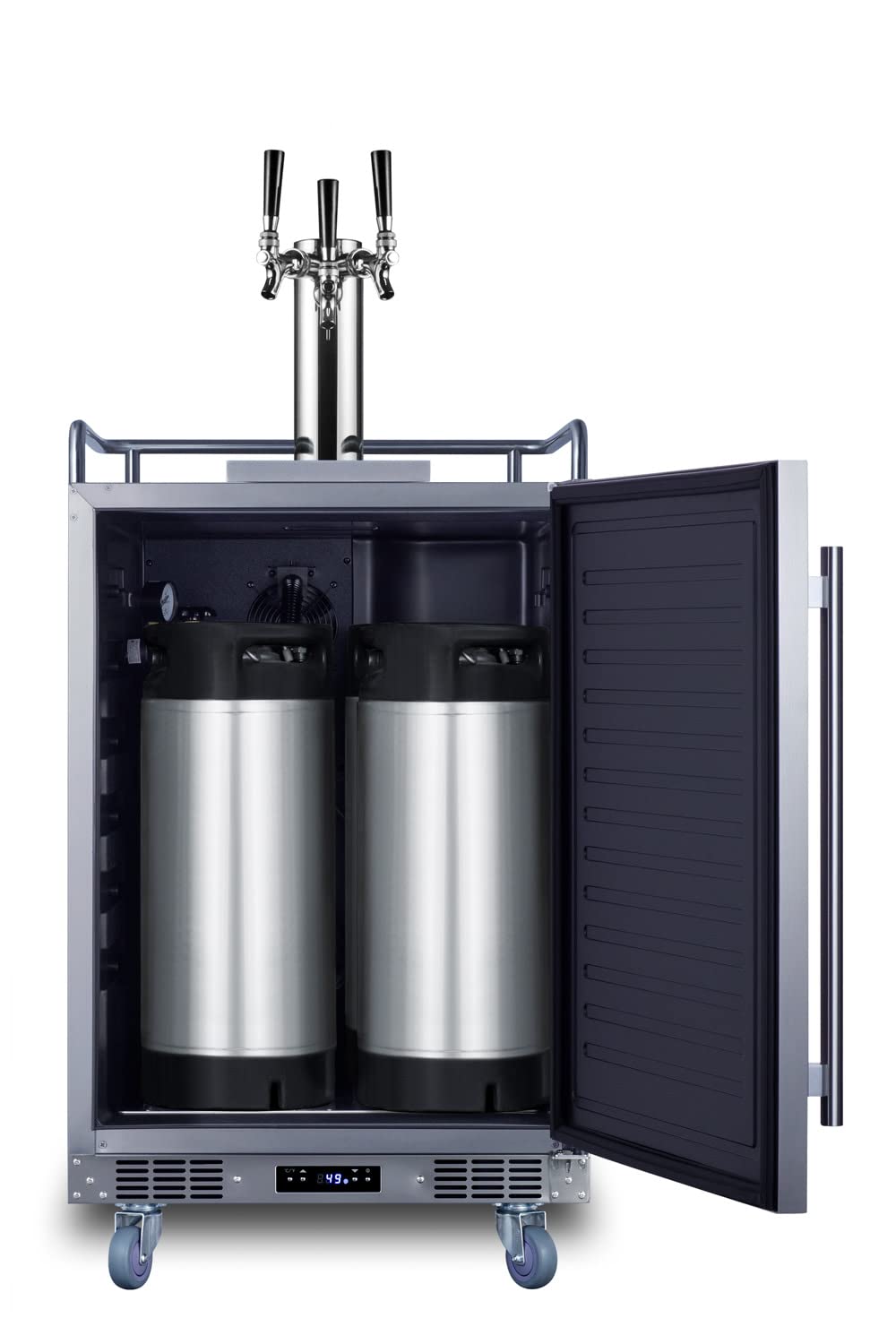 Summit Appliance Sbc683ostriple 24" Wide Built-In Outdoor Beer Kegerator, 5.6 Cu.Ft Interior, Weatherproof, Automatic Defrost, Digital Thermostat, Tap Cool System, Adjustable Shelves, 4 Casters on Fridge.com - View 6