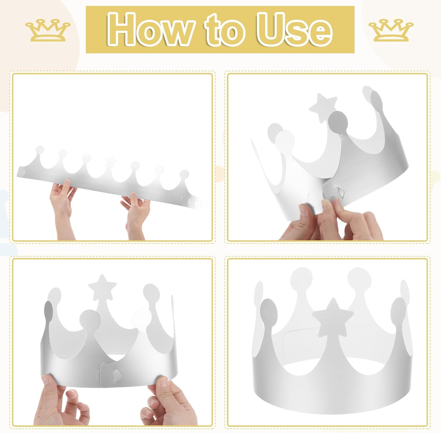 MECCANIXITY Paper Crowns Foil Birthday Crowns Bulk Party Hat for Birthday Party Hats Decoration Crown Party Supplies