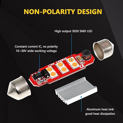 Miniatura 20 de Phinlion - Bombilla superbrillante 578 LED 3030 6-SMD, Festoon 41 mm, 42 mm, bombillas 211-2 212-2 214-2 para el interior del automóvil, domo