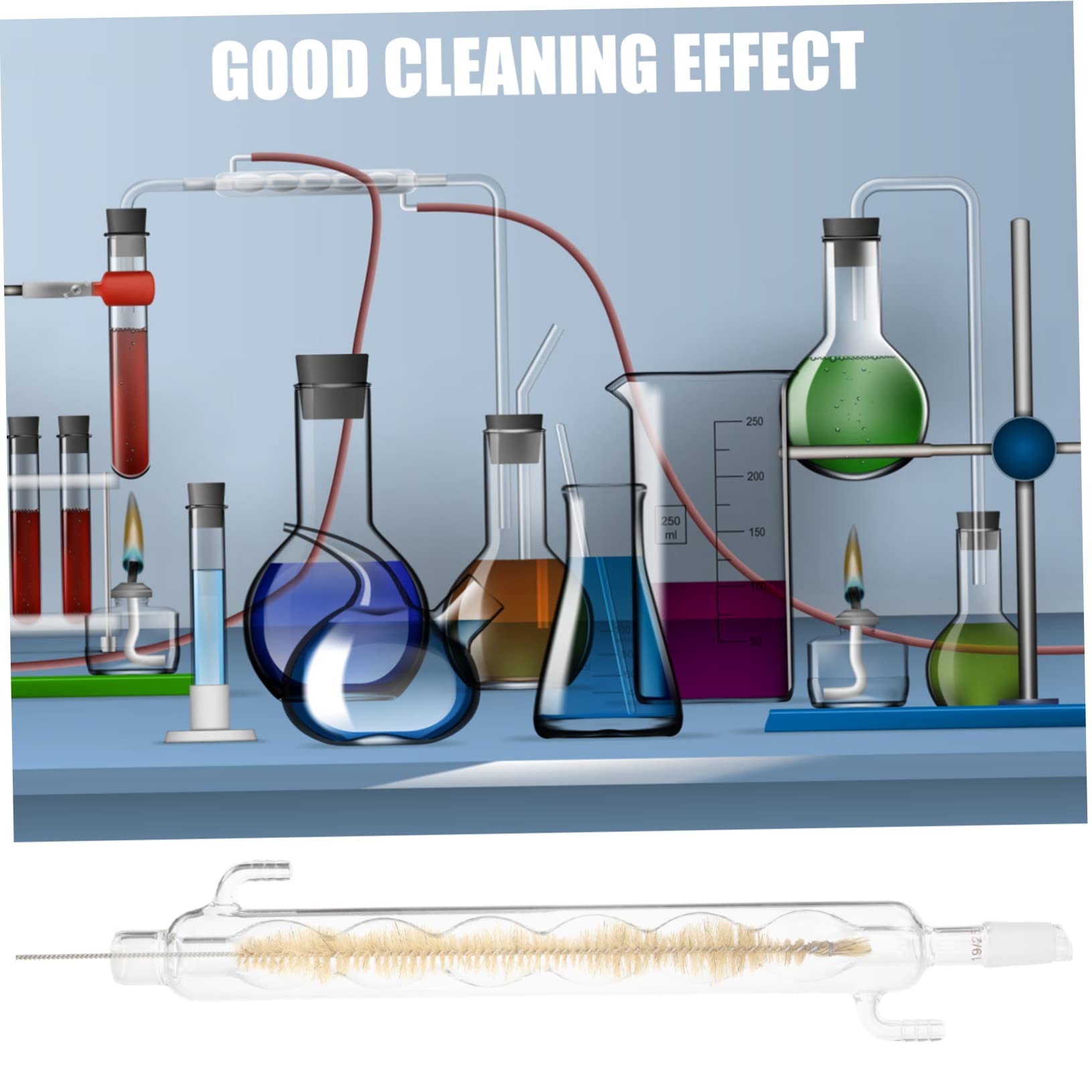 Healeved 2pcs Condenser Brush Glassware Brush Cleaner Laboratory Condenser Pipe Humidifier Cleaning Brush Tube Cleaning Narrow Neck Bottle Brush Experiment Brush Light Brown Plastic