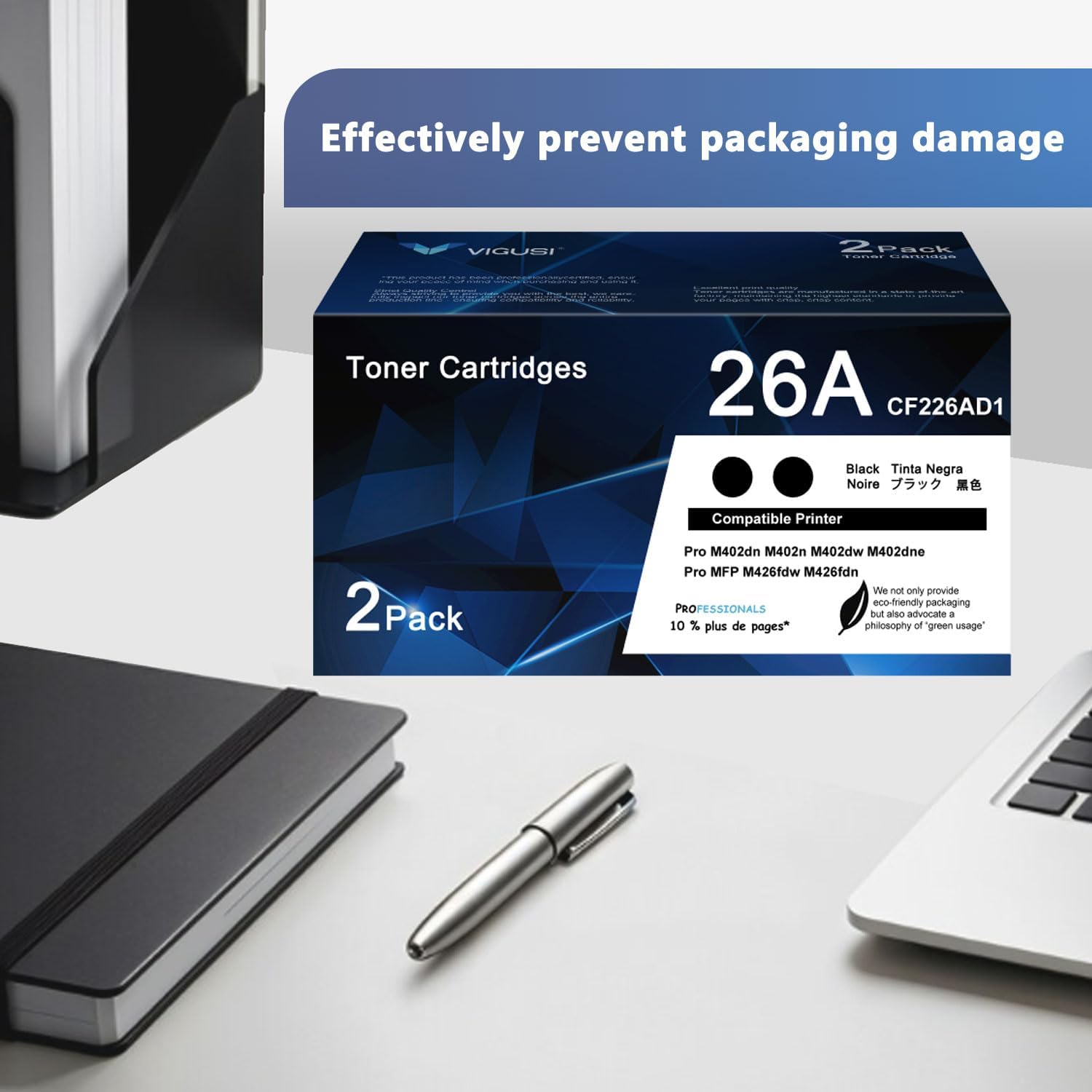 26A Black Toner Cartridge 2 Pack Replacement for HP 26A 26X CF226X | Compatible with Pro M402n M402dn M402dw M402dne Pro MFP M426dw M426fdn M426fdw Printer | CF226AD1
