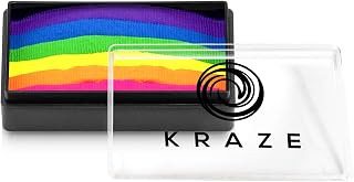 Kraze FX Dome Stroke - Bright Neon (25 gm), Water Activated, Professional UV Glow Blacklight Reactive Face and Body Painting Rainbow Cakes, Hypoallergenic, Safe, 1-Stroke Split Cake