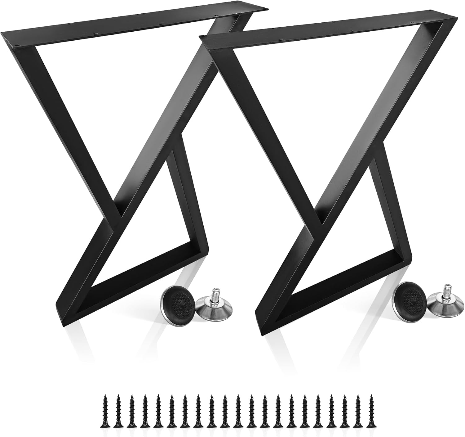 Metal Table Legs 28" H x 17.7" W Heavy Duty Furniture Leg Desk Coffee Dining Tables DIY Iron Bench Legs Modern Industrial Set of 2 (Z-Shape)