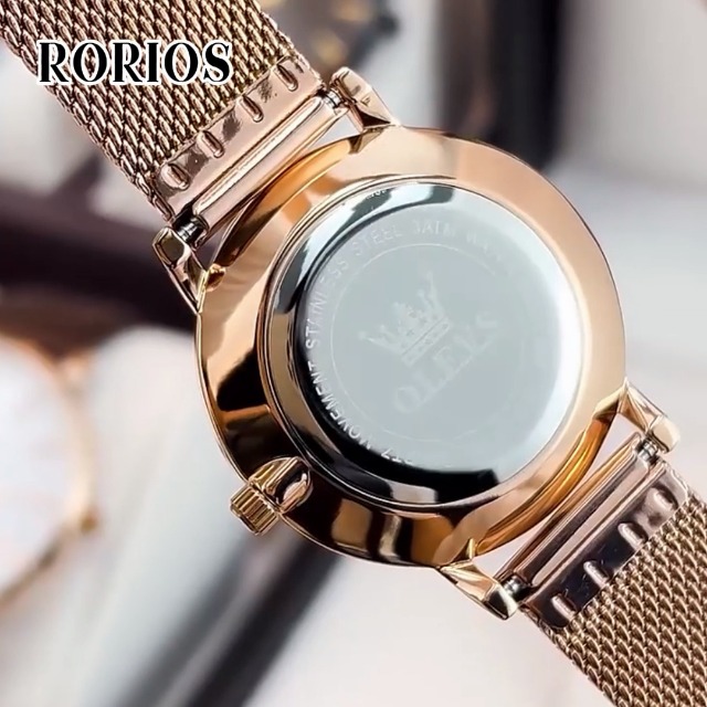 RORIOS Orologio Da Donna In Acciaio Inossidabile – Quadrante Romani Con Diamanti – Analógico Quarzo Con Datario E Luminosità