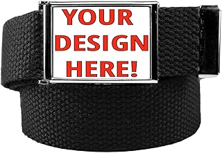 Adult Design Your Own Buckle with Your Image or Text, Includes a Canvas Web Belt