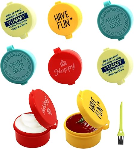 Paquete de 8 recipientes para aderezo de ensalada, recipientes pequeños de 0.9 onzas, recipientes de plástico para condimentos con tapas, vaso