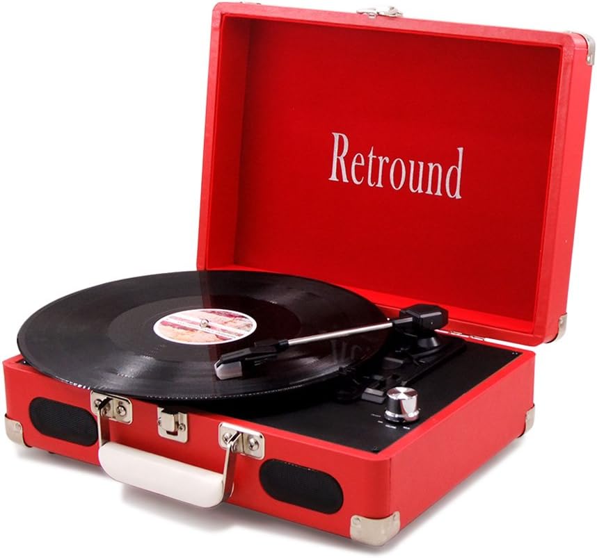 SW196B Portable Nostalgic Three-Speed Vinyl Turntable Player with Built-In Stereo Speakers (Red) Promotion:buy turntable to send needle