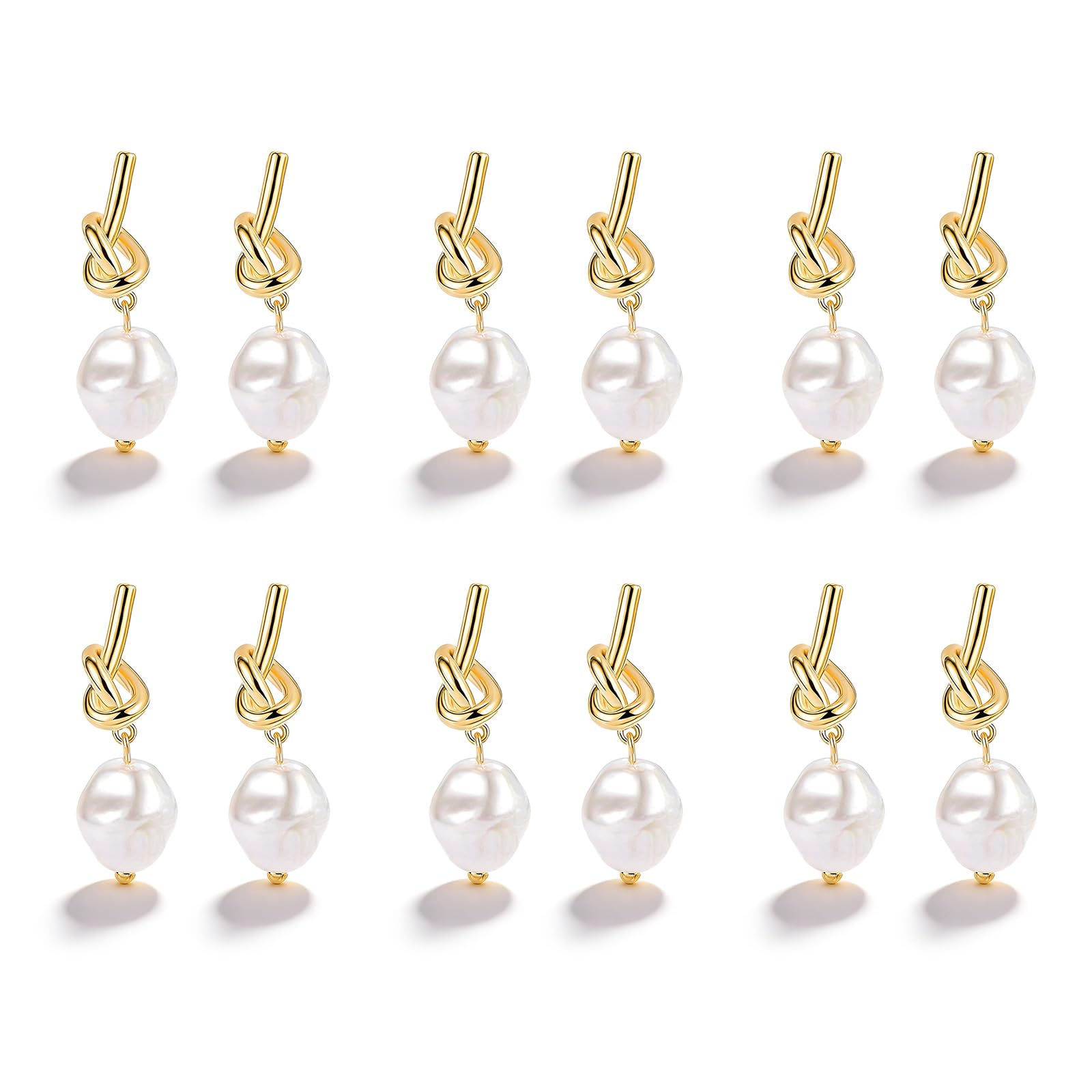 Wedding Bridesmaid Earrings Set Gold Pearl Dangle Knot Earrings with Card for Party Bridesmaid Proposal Wedding Jewelry for Women Bridesmaids Proposal