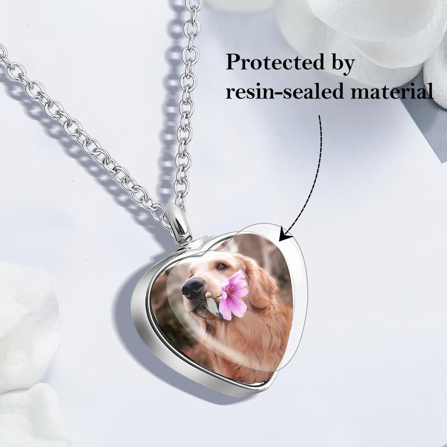 Custom Pet Ashes Necklace Personalized Memorial Urn Necklace for Ashes, Custom Cat Dog Ash Holder with Photo & Name, Silver Keepsake Jewelry Gift for Pet Loss - Image 3