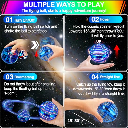 Image of Flying Orb Ball Toy,2026 Upgraded Parachute with LED Light,Magic Hand Controlled Gravity Ball,Cosmic Globe Boomerang,Cool Christmas Birthday Gift for 6 7 8 9 10+ Year Old Boys Girls Teens-Navy