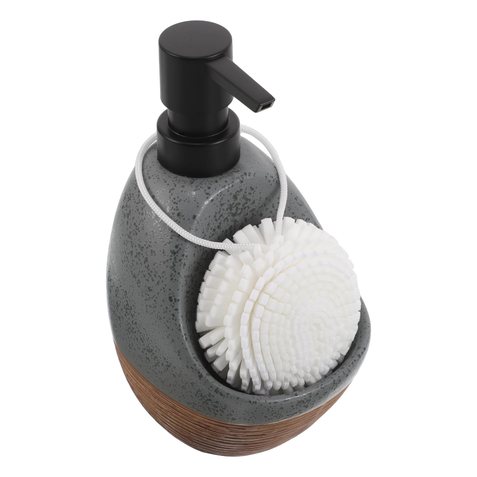 Dispensador de Jabón Líquido de Cerámica Gris, Bomba Dosificadora Antigoteo Recargable, Botella para Baño y Cocina con Organizador de Encimera para Gel Ducha y Champú