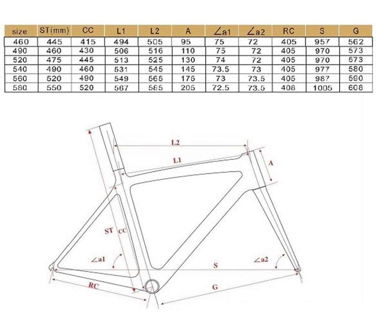Ramy rowerowe z przednim zawieszeniem T800 ultralekka rama drogowa z włókna węglowego PF30 suport 700C koła Rama roweru szosowego 46-58 cm (kolor: czarny, rozmiar: 56 cm)