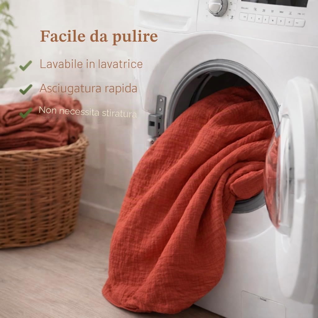KGS Parure da letto in garza di cotone, 220 x 240 cm, vari colori (Terracota)