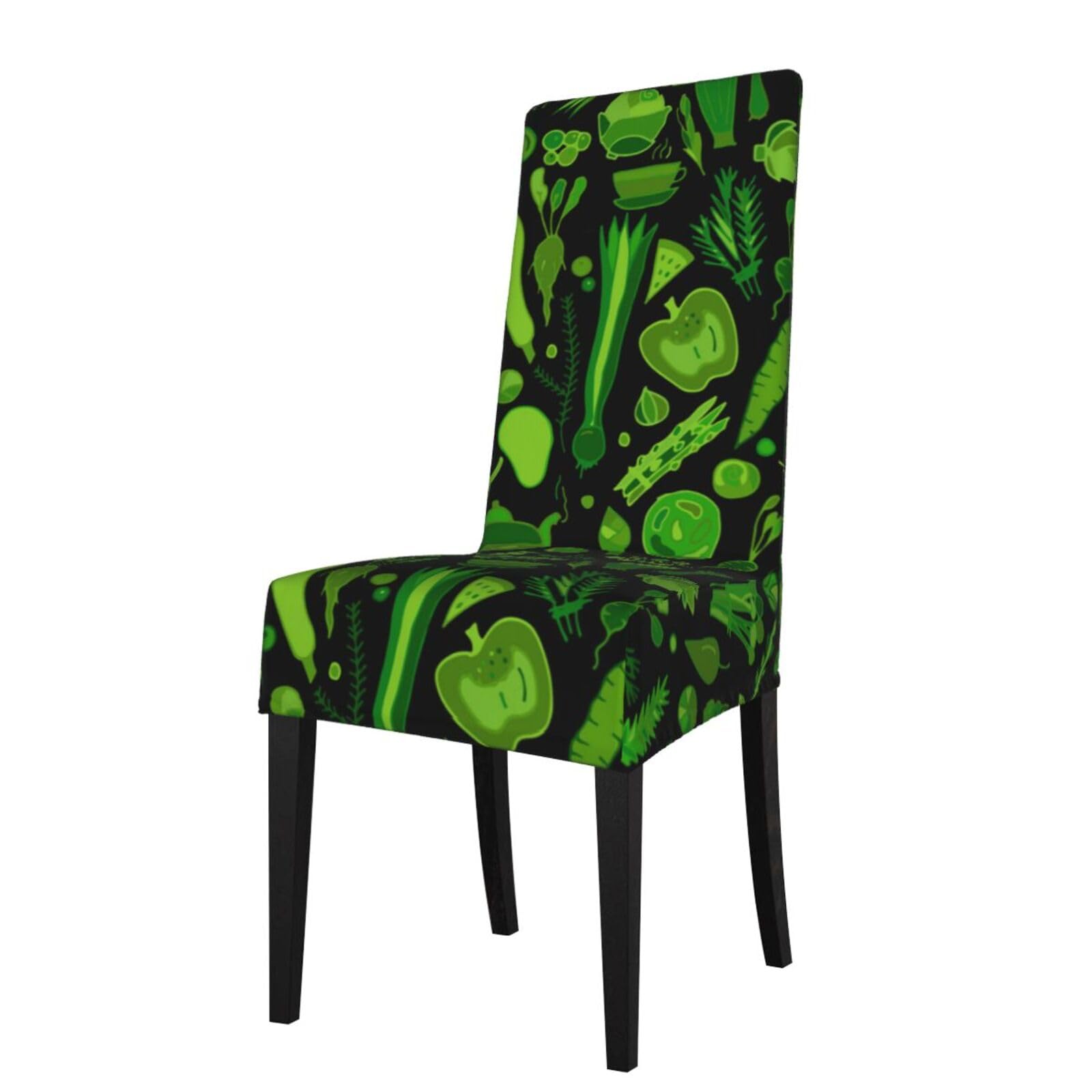 LKYMOH Green Vegetables Pattern, Chair Covers Stretch Chair Slipcovers for Dining Room, for Party Pet Protection Universal Fit Soft Polyester