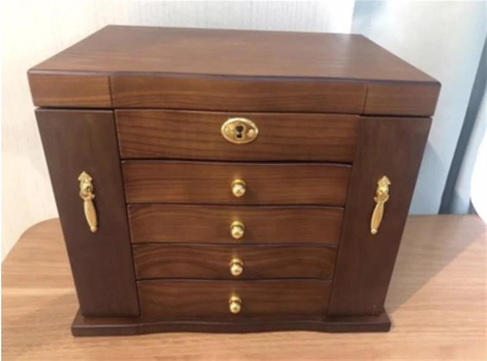 Schmuckkästchen Massivholz Aufbewahrungsbox Ohrringe Halsketten Uhren Schmuck Organizer Eheringe Haar Accessoire Make Up Vitrine Mit Spiegel Makeup Organizers