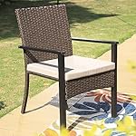 Sophia & William 5 Pieces Patio Dining Set with 9 ft Beige Patio Umbrella, Outdoor PE Rattan Chairs and Square Metal Table Set with Cushions and 1.57" Umbrella Hole for Poolside Porch Backyard - Image 5