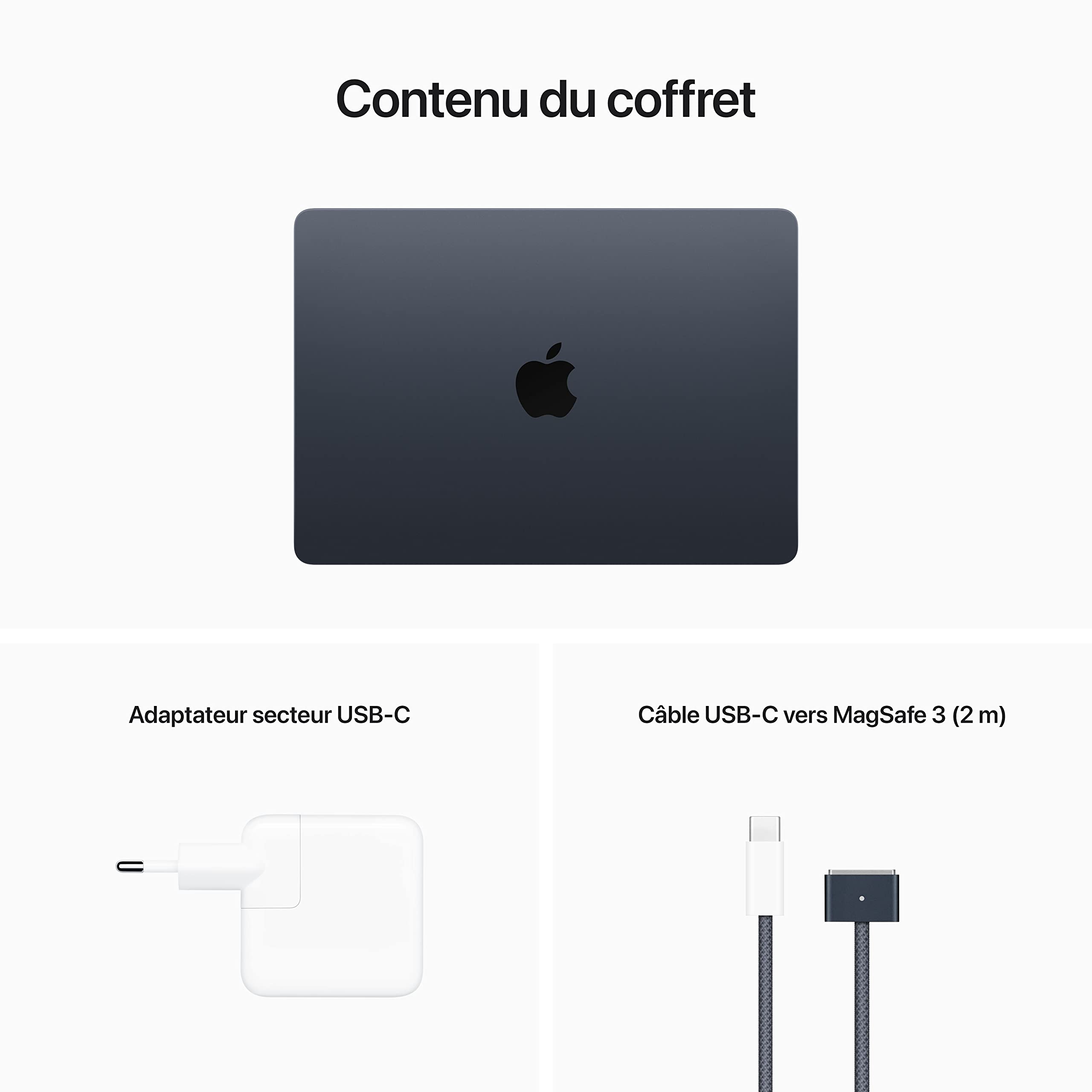 Apple MacBook Air Portable avec Puce M2 : écran Liquid Retina de 13,6 Pouces, 16 Go de RAM, 256 Go de Stockage SSD, Clavier rétroéclairé, caméra FaceTime HD 1080p ; Minuit