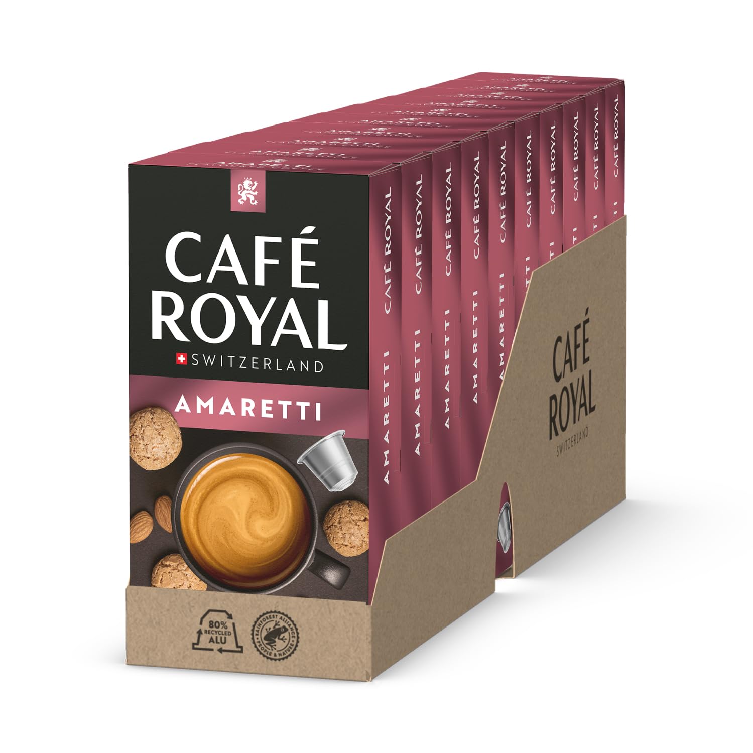 Café Royal Amaretti – 100 Nespresso® Compatible Capsules, 100% Arabica, Rainforest Alliance, Flavoured Coffee