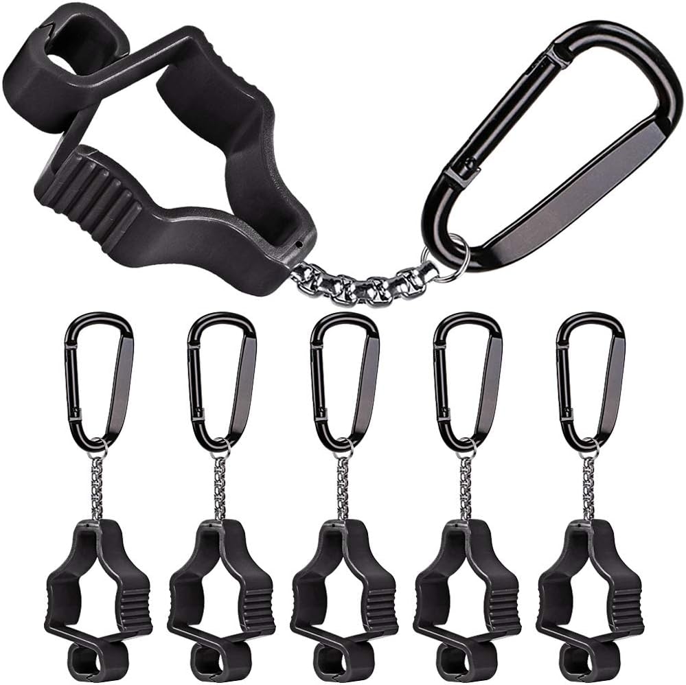 SELEWARE 5pcs Glove Clips for Work, Non-slip Metal Glove Clip Holder for Construction Belt, Guard Labor Worker Glasses Helmets Grabber Keeper, Black