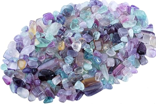 ZenQ Chips de piedra triturada de fluorita de 1 libra, piezas de cuarzo de cristal natural triturado