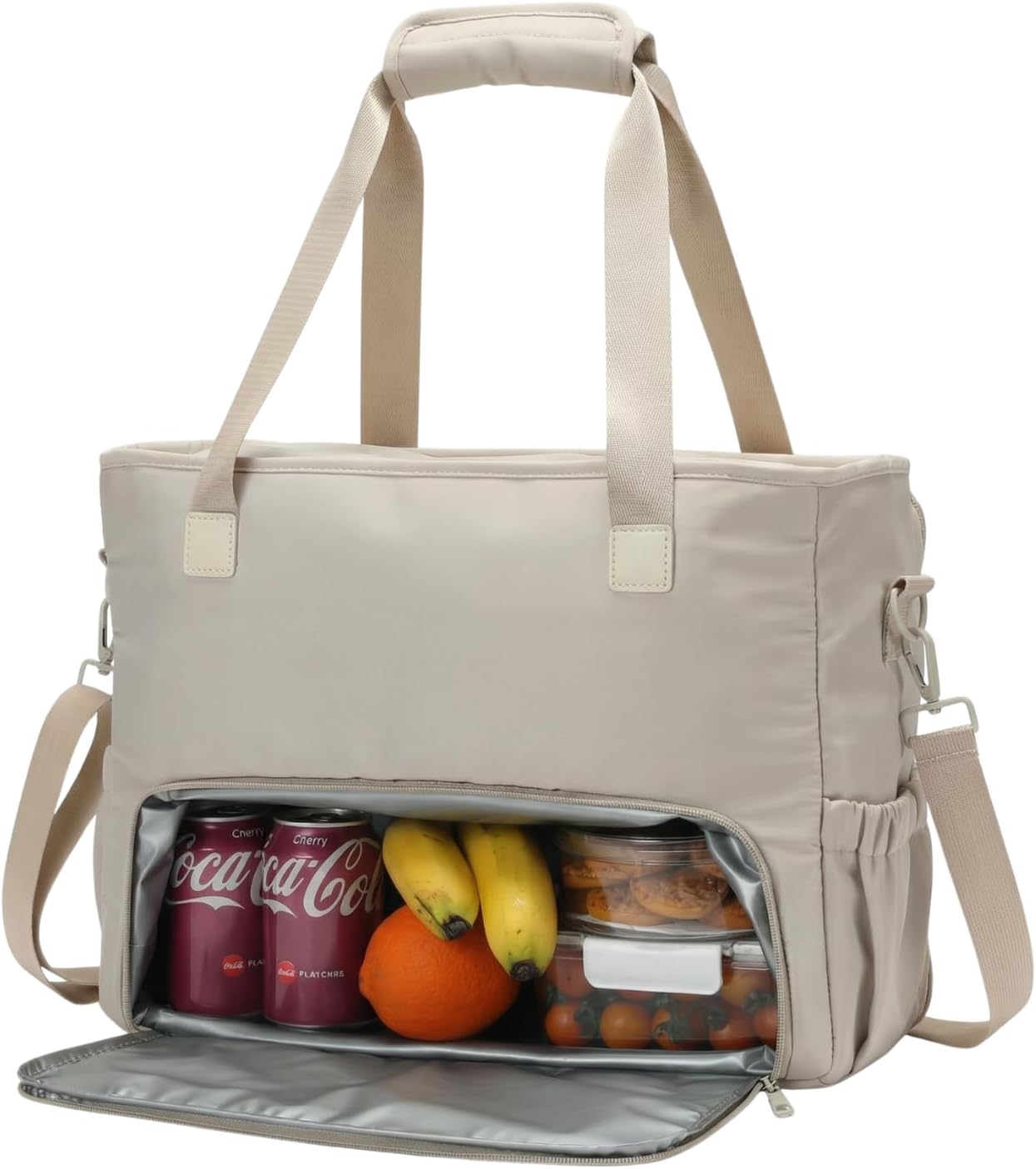 Lunch Tote Bag for Women with 15.6" Laptop Compartment, Work Tote Bag with Insulated Lunch Compartment, Large Casual Canvas Handbag Luncg Bags for Nurse, Teacher, Office, Travel, Beach, Purple